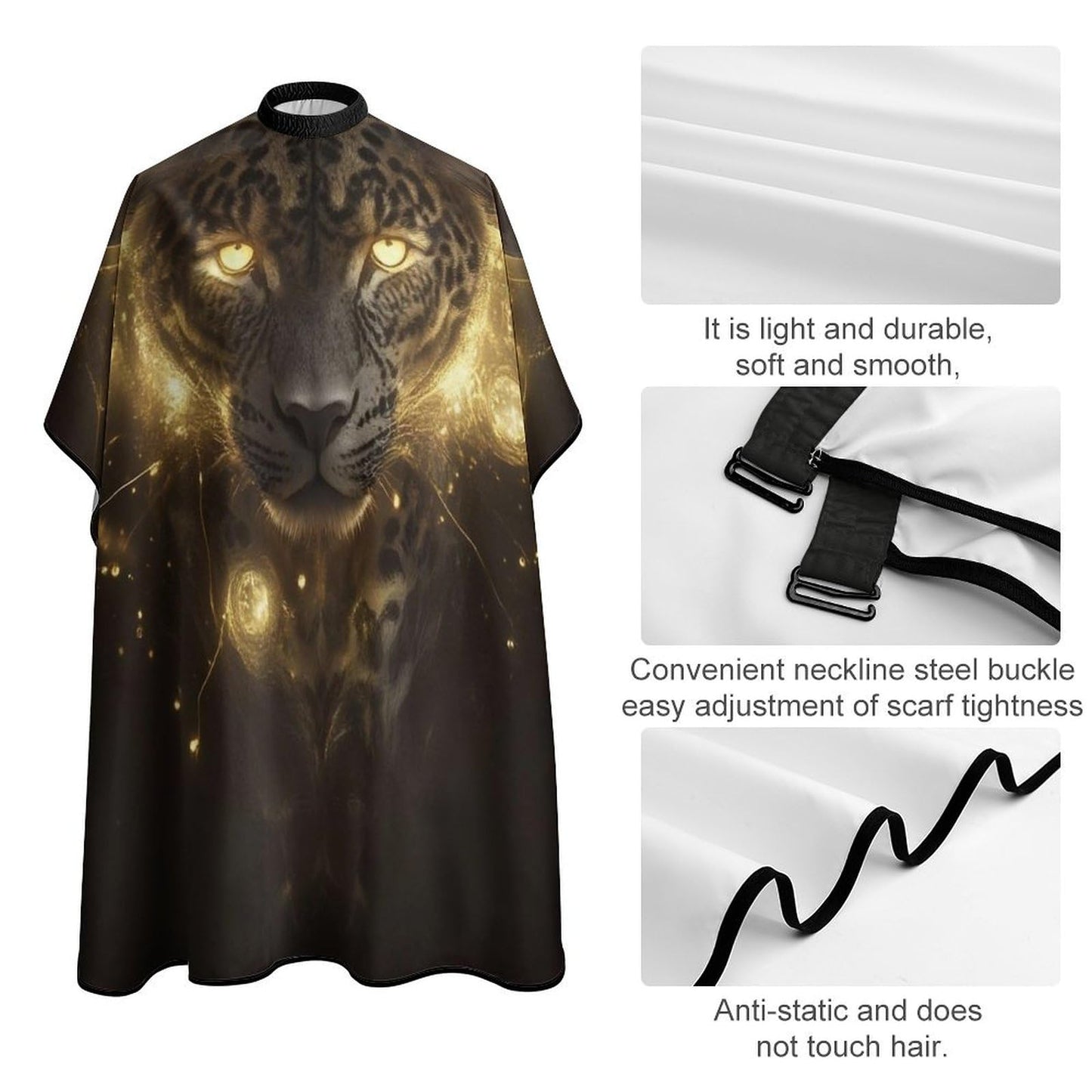 Universe Space Gold Galaxy Tiger Art Salon Cape Hair Dress Apron Cloak - Adjustable Dyeing Salon Apron for Styling Hair Cut Hairdresser, Easy Clean