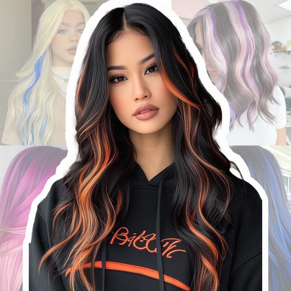 12 Pcs Pink hair extensions 22 Inch Straight colored hair colorful clip in extensions Highlight Party for Kids Girls and Women Gift(Pink,26)