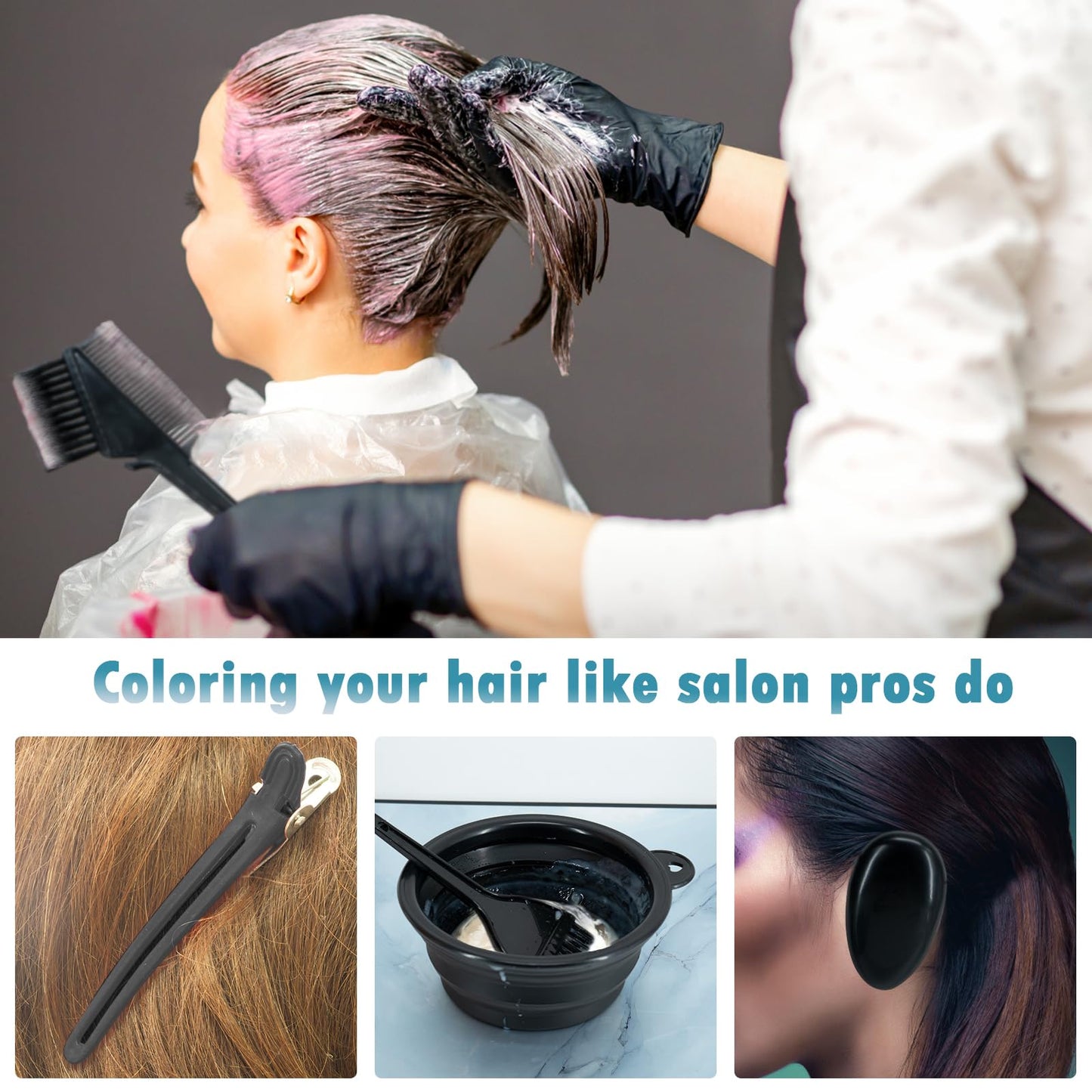 Xarchy 10 Pc Hair Bleach Kit - Hair Coloring Products With Dye Brush, Color Bowl, Earmuffs, Clip for Salon Bleaching & Highlighting