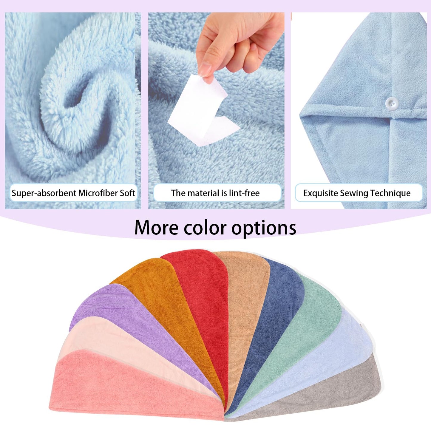 AGKXHDEC 2 Packs Microfiber Towel, Hair Turbans, Drying Hair Wrap for Women (Blue colore-2pcs)