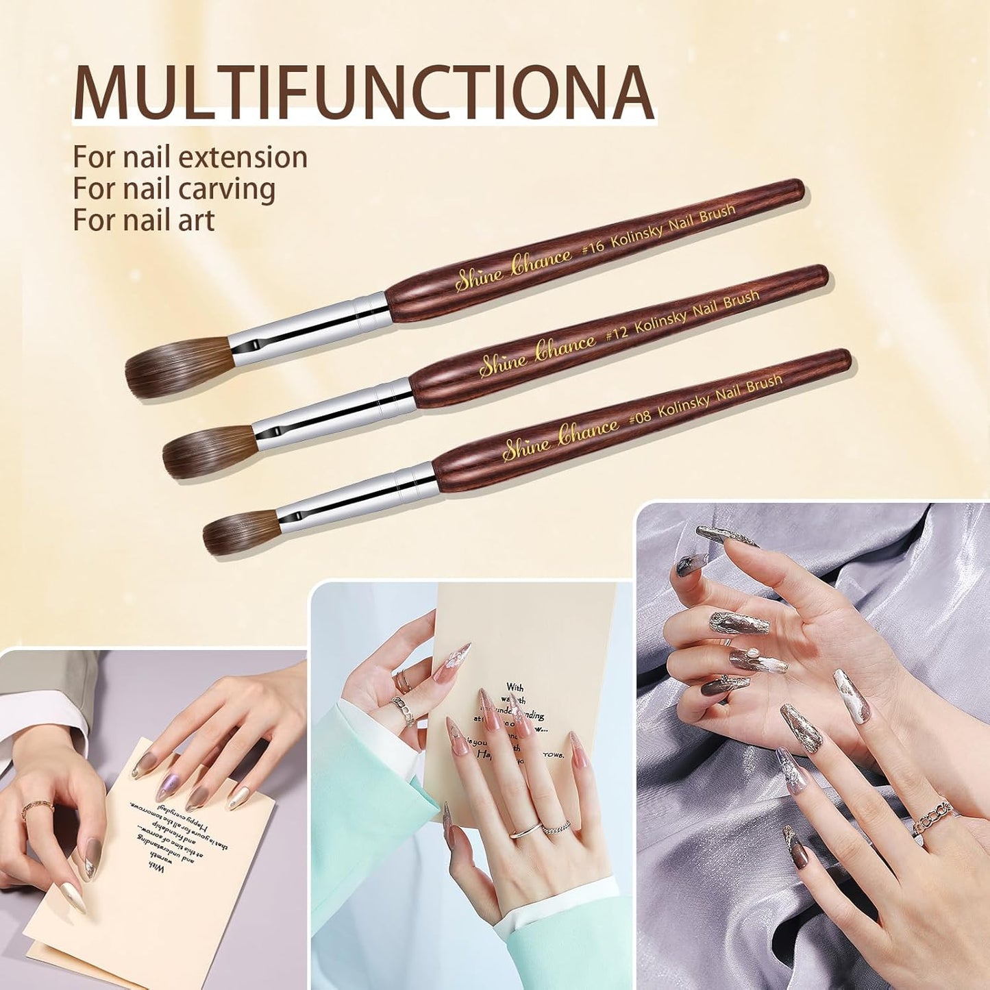 Professional Acrylic Nail Art Brush - Size 16 Kolinsky Hair Oval for DIY Salon