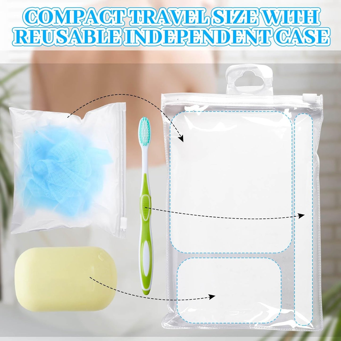 Travel Size Loofah Set - 12 Individually Wrapped Mini Bath Sponges with Case (Black, 25g)