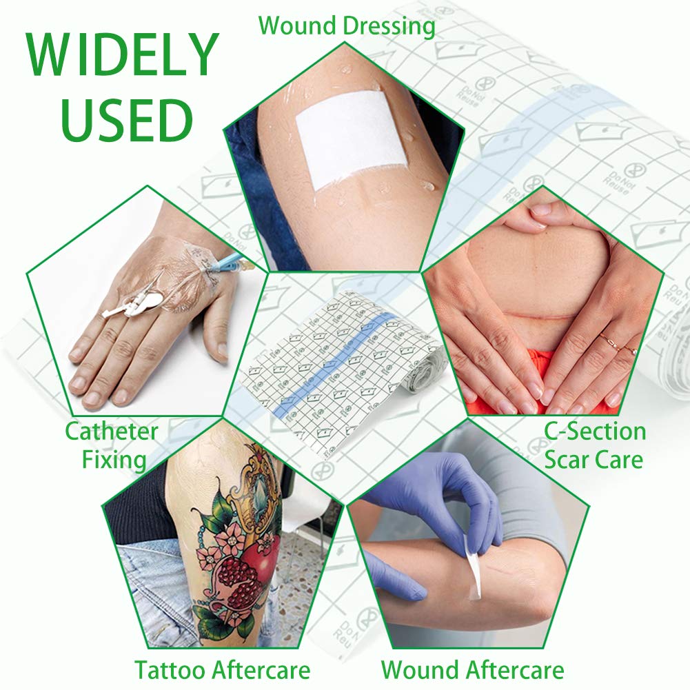 Tattoo Aftercare Bandage Roll 6" x 2 Yard - Waterproof Transparent Film for Tattoos Initial Healing and Skin Repair Adhesive Tattoo Supply Wrap