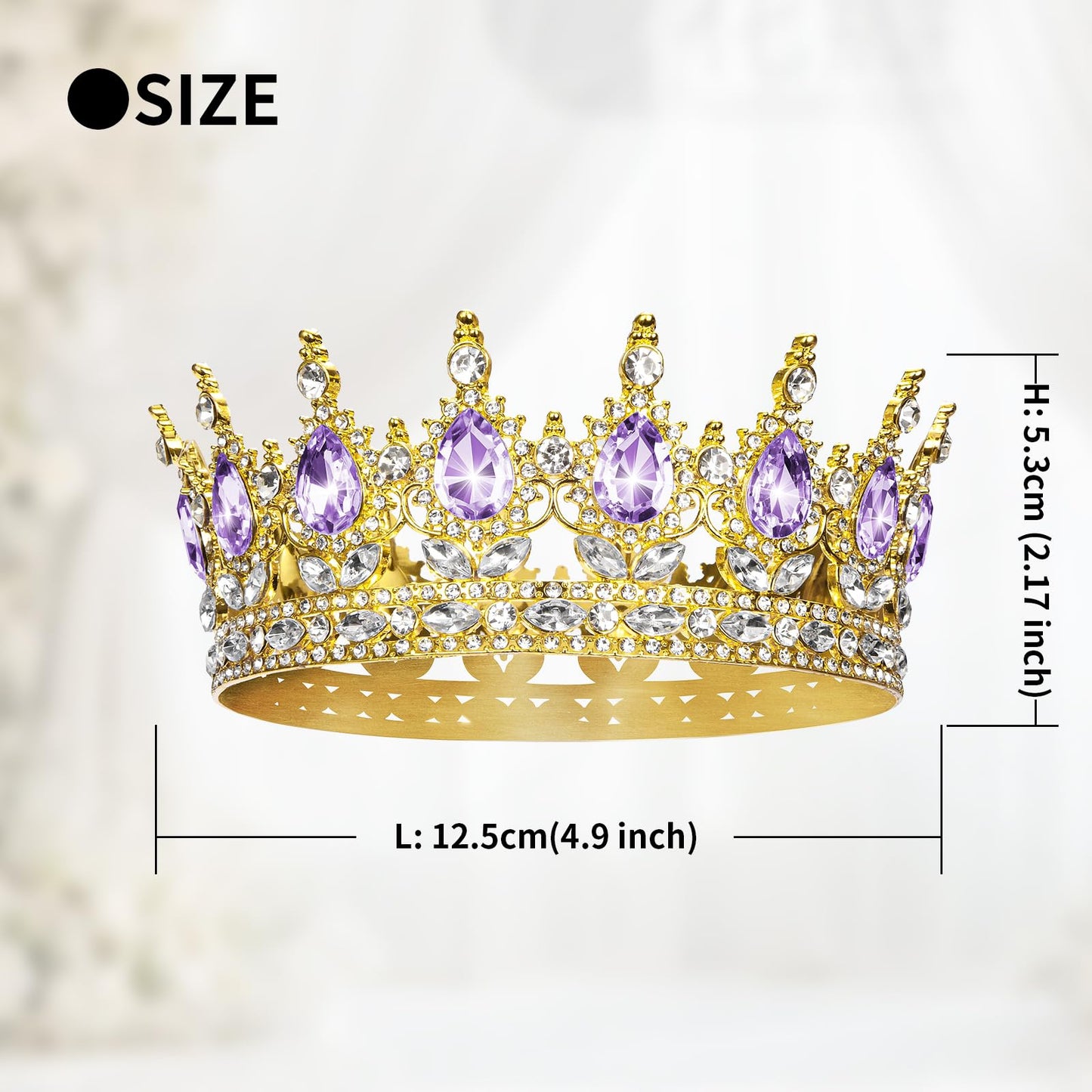 Onedor Gold Crown for Women Crystal Rhinestone Tiara Queen Headpiece for Wedding Prom Pageant Birthday Princess Theme Costume Party Hair Accessories and Cake Topper Decoration
