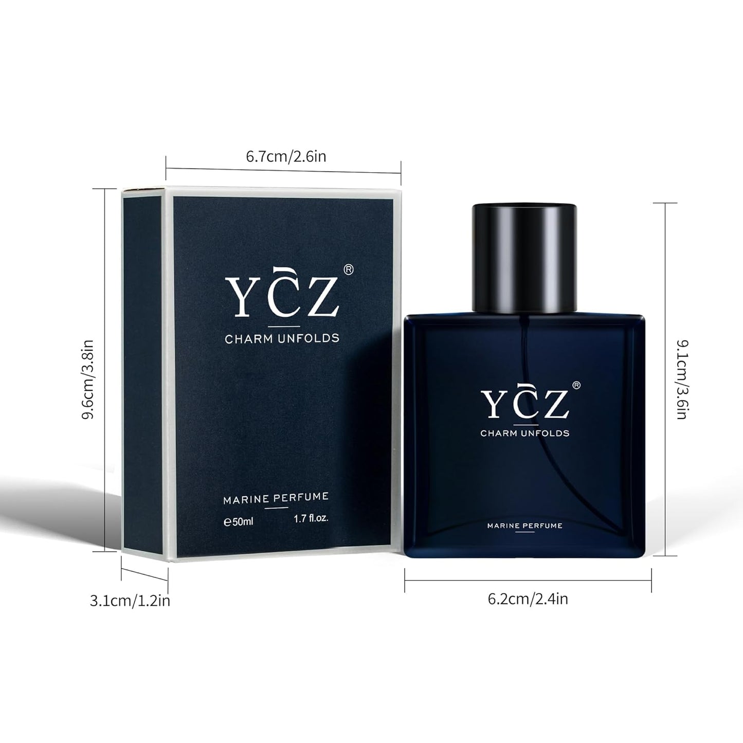 Ycz Charm Unfolds Marine Perfume for Men, 1.7 oz. Long Lasting Eau De Parfum Cologne For Men, Oriental Woody Fragrance - Ideal Special Occasions, Making it the Ideal gentlemen’s Gift