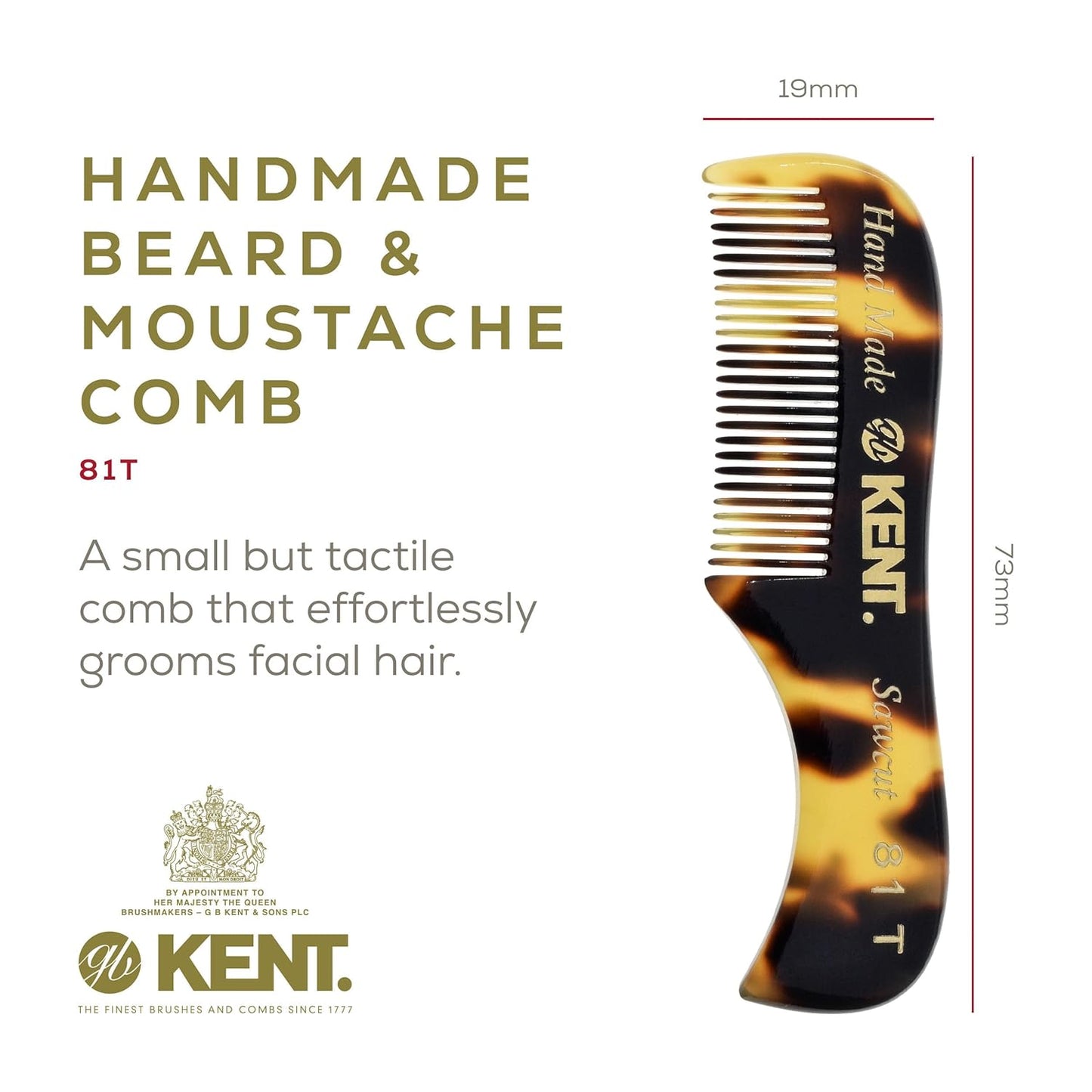 Kent Set Men's Hair Combs - 81T X-Small & 20T Folding Fine Tooth Grooming Kit for Hair, Beard & Mustache - Handmade in England