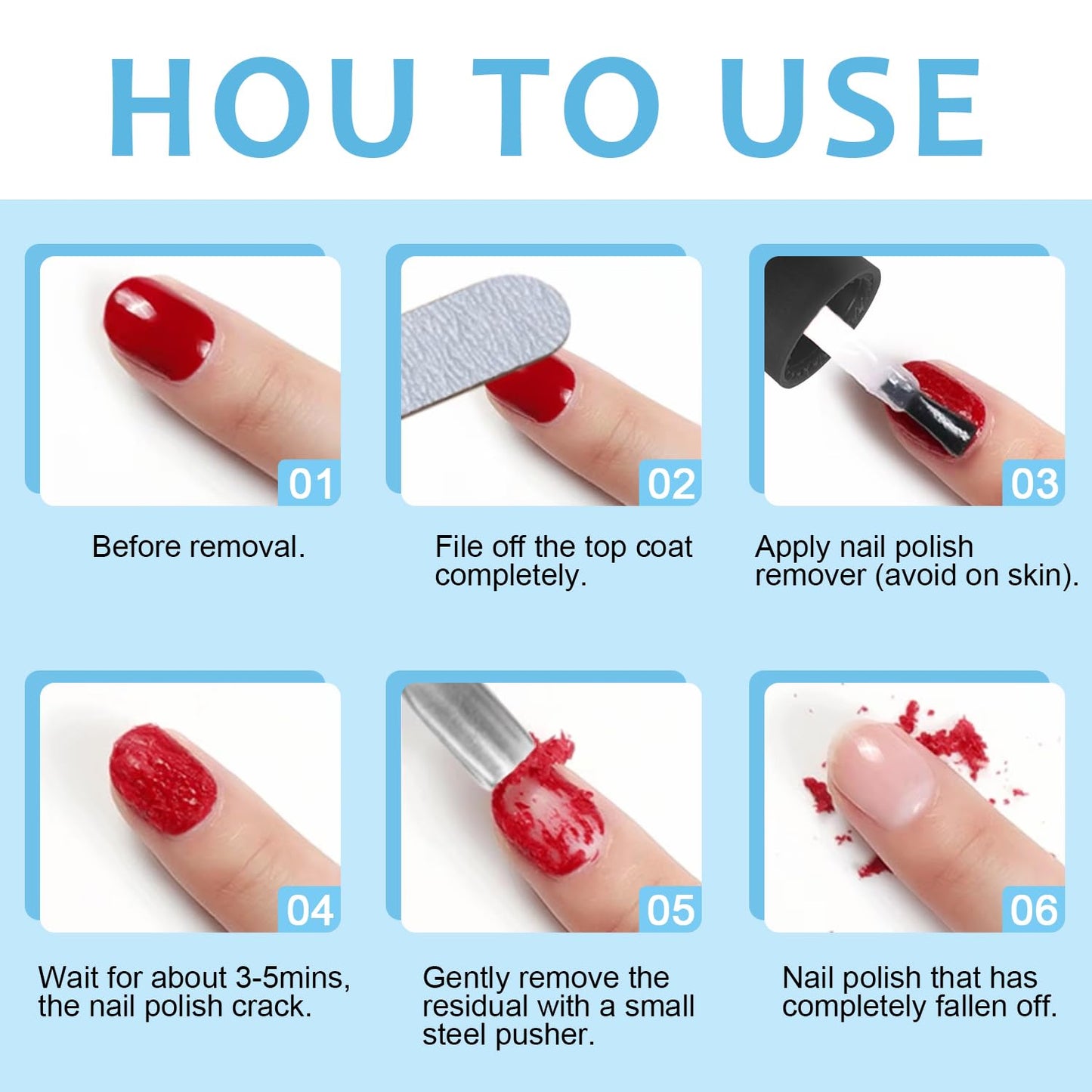 Quick Remover for Gel Nail Polish, Magic Gel Remover Easily Remove Polish in 3min, No Soaking or Wrapping, Professional Nail Remover 15ml (2PCS Remover)
