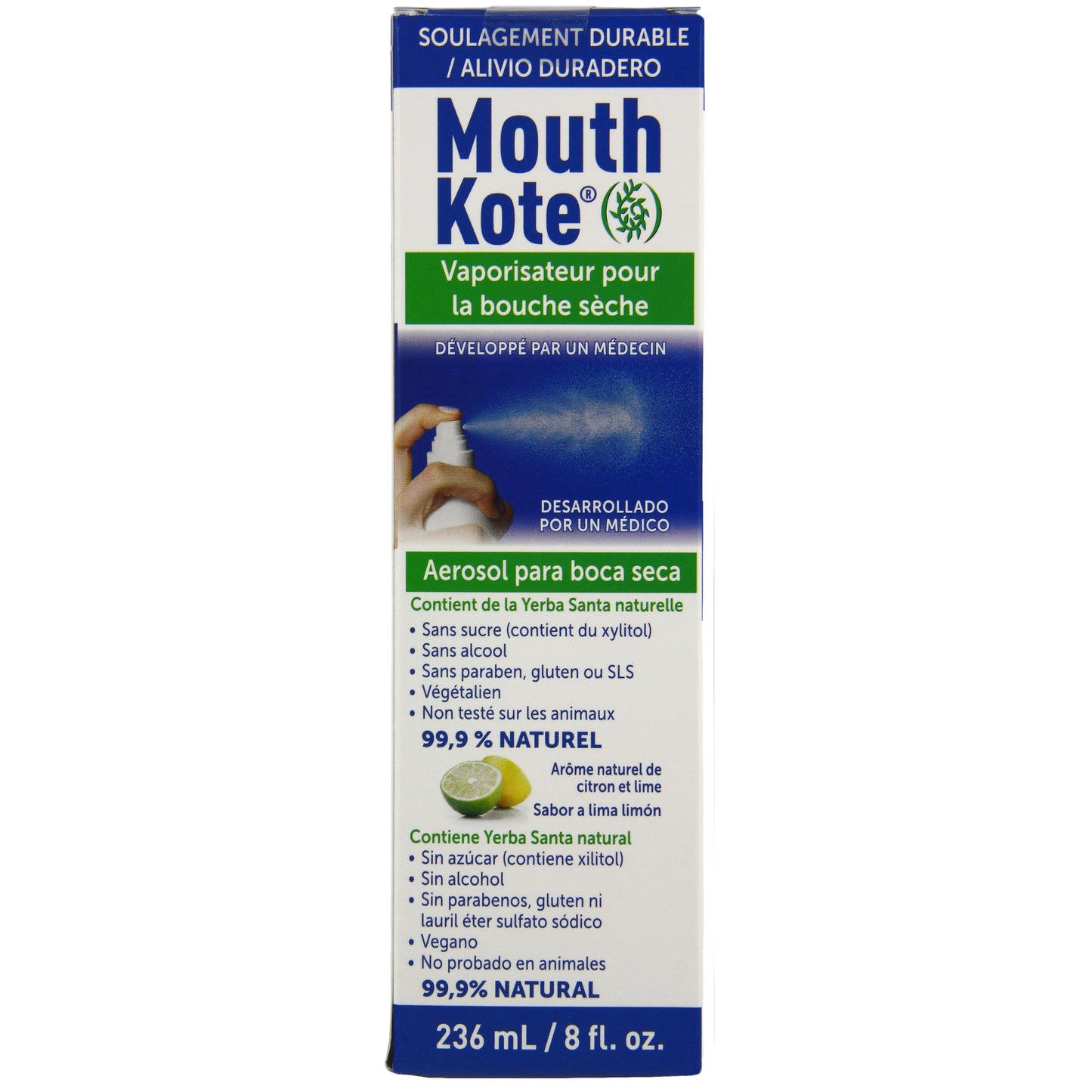 Mouth Kote Dry Mouth Spray, Oral Moisturizer with Yerba Santa, 8 Fluid Ounce