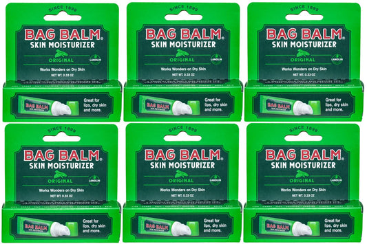 Bag Balm Original Lip Balm Tubes - 6 Pack for Chapped Lips & Dry Skin, 0.33oz Each