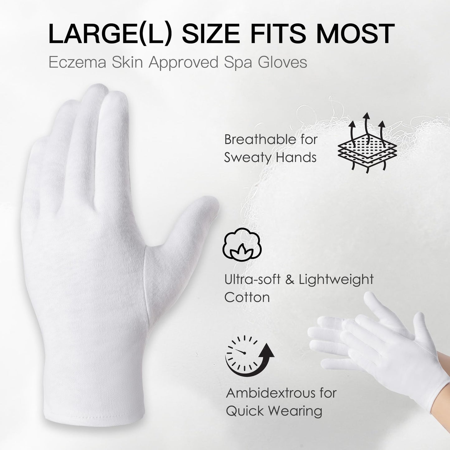 BESSLEE 12 Pairs Cotton Moisturizing Gloves and Socks Set (1 Washing Bag Included), Dry Hands Feet Overnight Lotion SPA Treatment, Eczema Skin Friendly, Breathable and Soft Glove Liners for Summer
