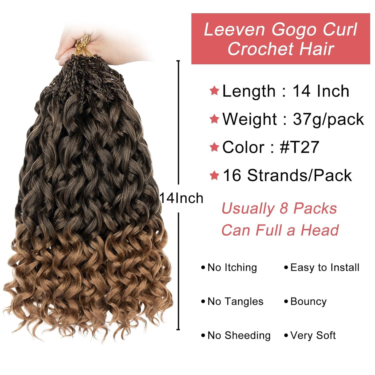 10 Inch Ombre Honey Blonde Gogo Curl Crochet Hair - 8 Packs Ocean Wave Short Curly Braids for Women & Kids