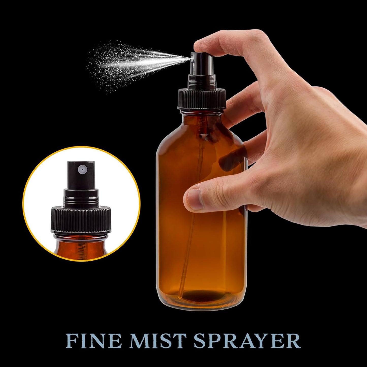 8-Ounce Amber Glass Spray Bottles (4-Pack) - Fine Mist Atomizers for Aromatherapy & DIY