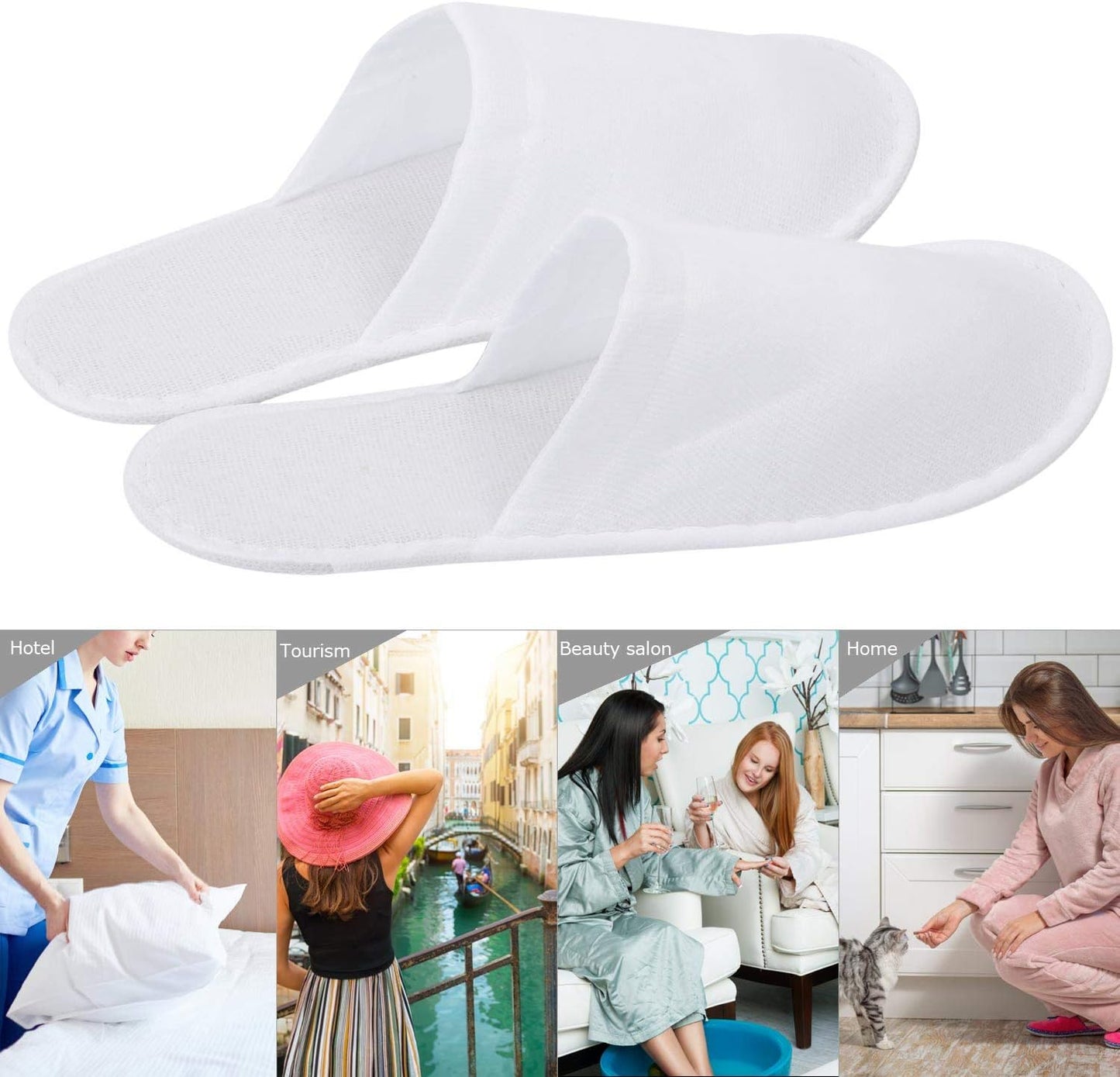 Disposable Spa Slippers for Hotel Guests - 24 Pairs Closed Toe Flip Flops, Super Comfort