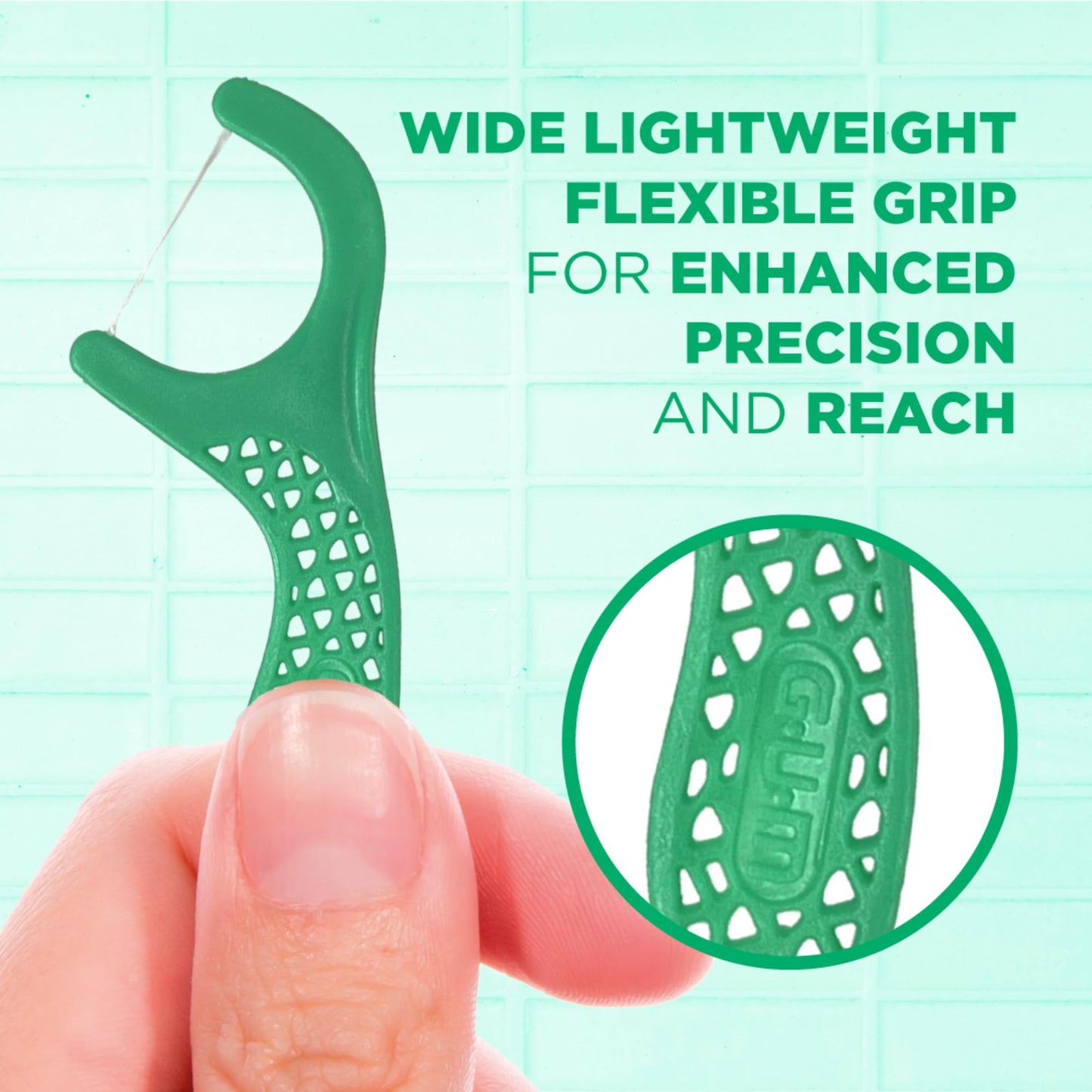 GUM Professional Clean Floss Picks - Extra Strong Shred-Resistant Floss, Easy Grip Handle - Dental Flossers for Adults - Fresh Mint Flavor, 150 Count