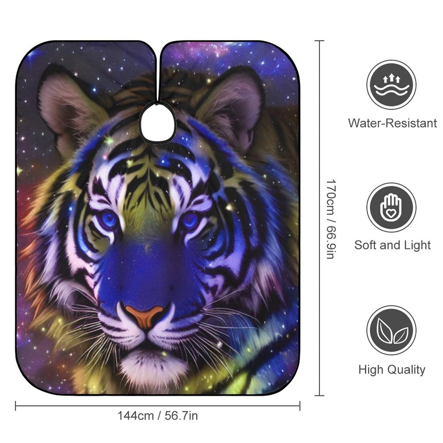 Full Coverage Hair Styling Cape - Mystic Fantasy Galaxy Sky Fantasy Wild Animals Tiger Art Professional Hair Cutting Apron Haircuting Salon Cape Gown for Barbers