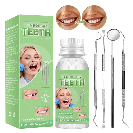 Tooth Repair Kit, Moldable Tooth Filling Repair Kit, Fake Teeth DIY at Home, Fixing Missing & Broken Tooth Replacements, with 4 Dental Tools-V04
