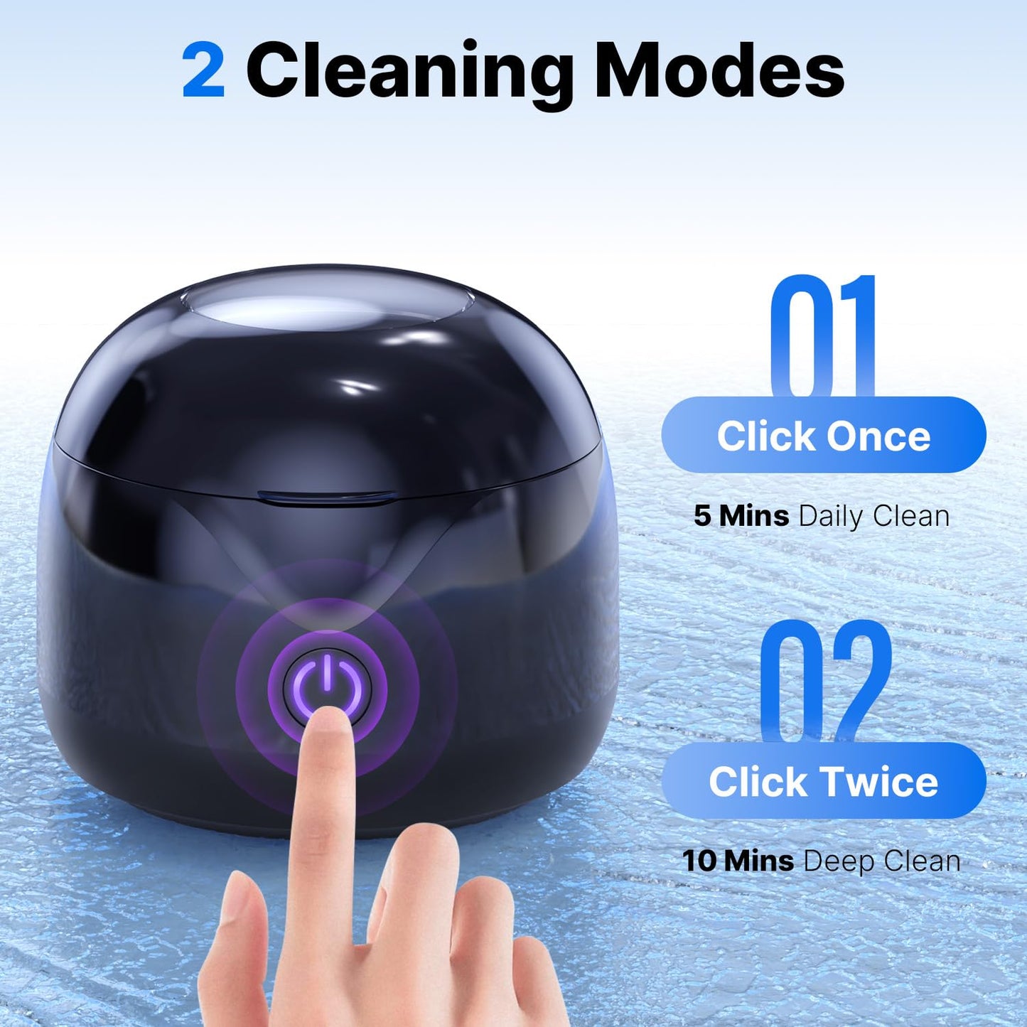 CXRUY Ultrasonic Retainer Cleaner - UV Dental Cleaning Pod Night Guard Cleaner for Dentures, Aligner, Braces, Toothbrush Heads, Jewelry (Black)