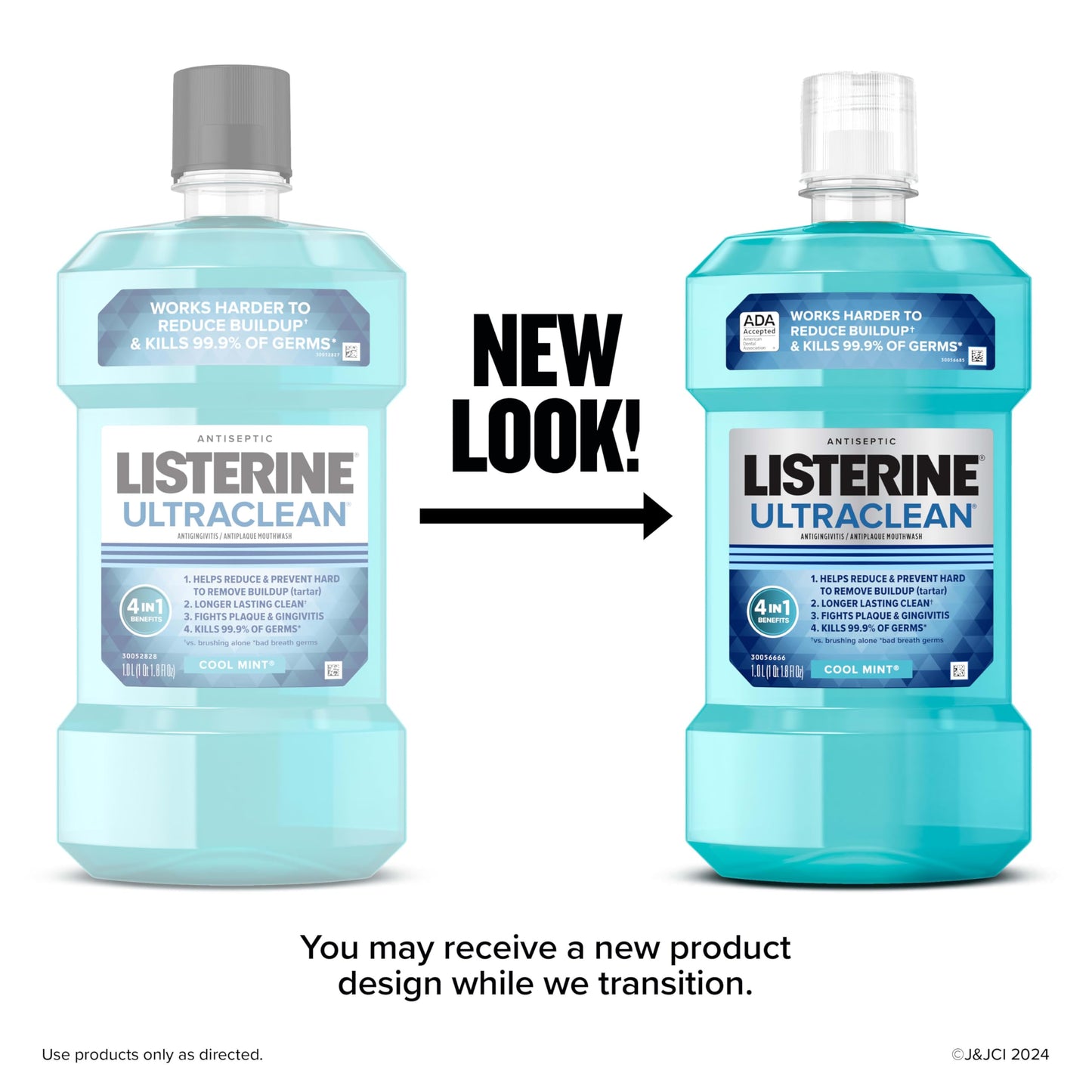 Listerine Ultraclean Oral Care Antiseptic Mouthwash, Everfresh Technology to Help Fight Bad Breath, Gingivitis, Plaque & Tartar, ADA-Accepted Tartar Control Oral Rinse, Cool Mint, 1 L