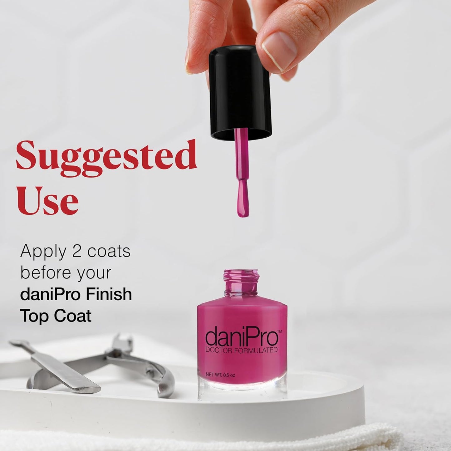 Doctor-Formulated Vegan Nail Polish - Lovely Lady Deep Pink 0.5 oz with Biotin & Undecylenic Acid for Healthy Nails
