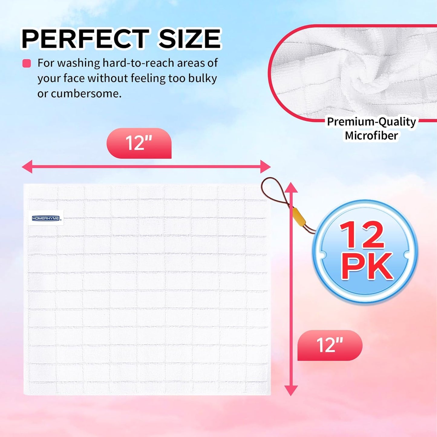 Microfiber Washcloths 50 Pack - Soft, Lint-Free Quick-Dry Face Towels for Gym, Bathroom & Kitchen