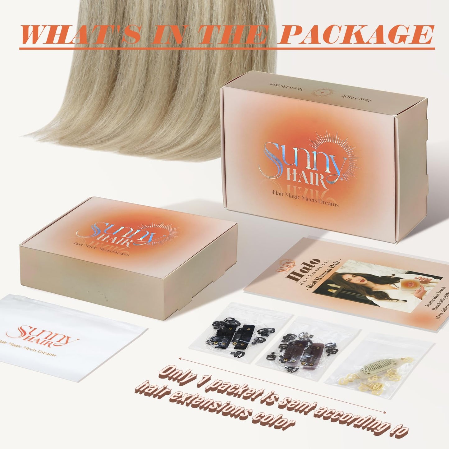 Sunny Wire Hair Extensions Real Human Hair Fish Line Human Hair Extensions Invisible Wire Extensions Golden Blonde with Medium Blonde Highlights #16/22 18 Inch