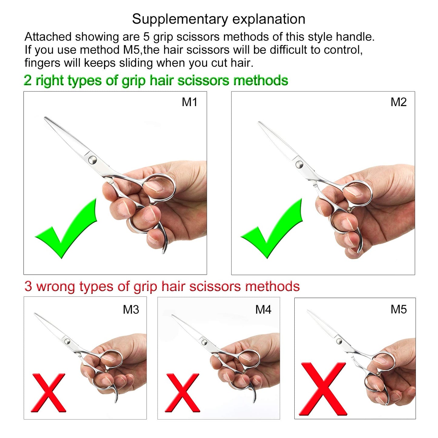 5.5" Barber Hair scissors Professional Hair Cutting Shears 440C Hair Cutting Scissors Shears Haircut Scissors Silvery Convex Blades KINSARO for Hairdresser Barber or Home Use