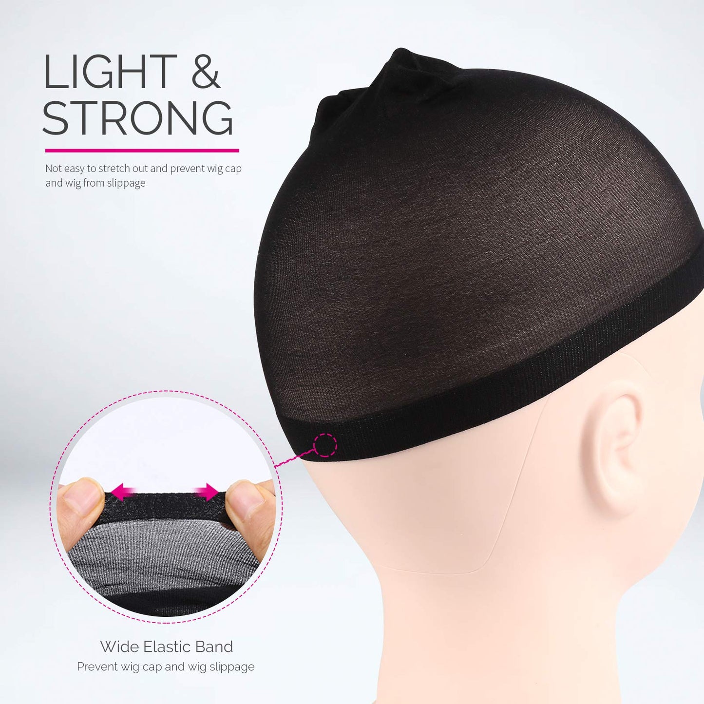 Fandamei Wig Cap, 6PCS Black Stocking Caps for Wigs, Stretchy Stocking Nylon Caps for Women, Girls, Kids