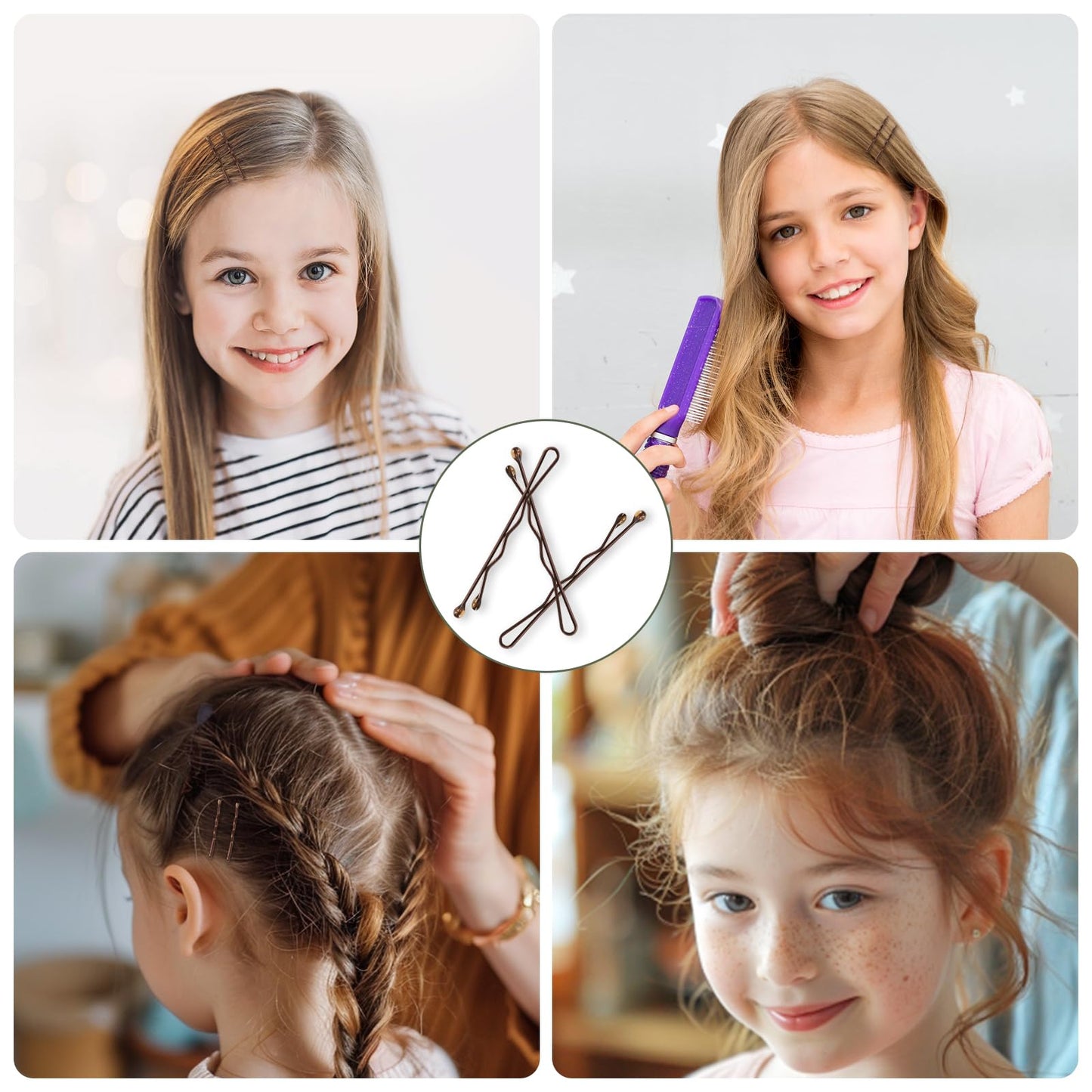 DySaLic Mini Bobby Pins, 150 Count 1.38 Inch Small Hair Bobby Pins with Storage Box for Kids, Girls and Women - Brown