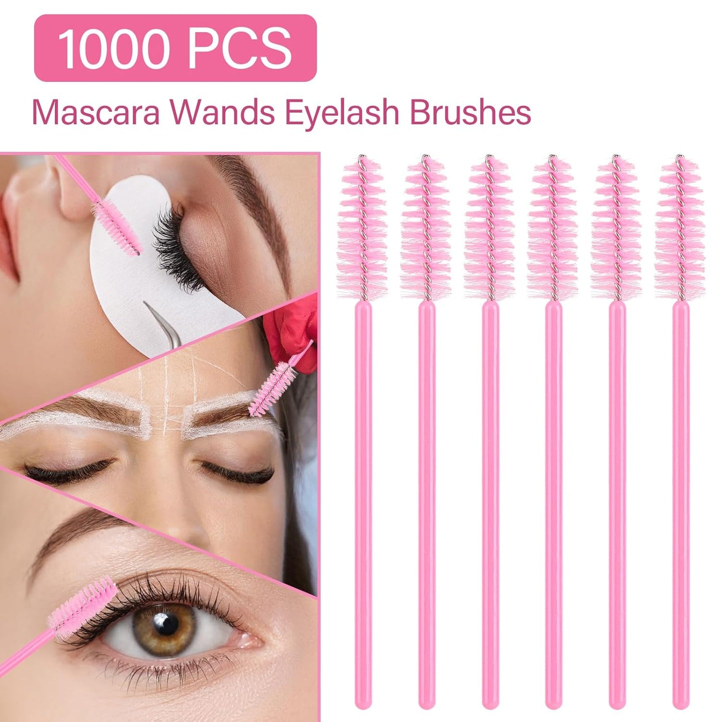 Disposable Mascara Wands - 1000 Colorful Eyelash Brushes & Spoolies for Extensions