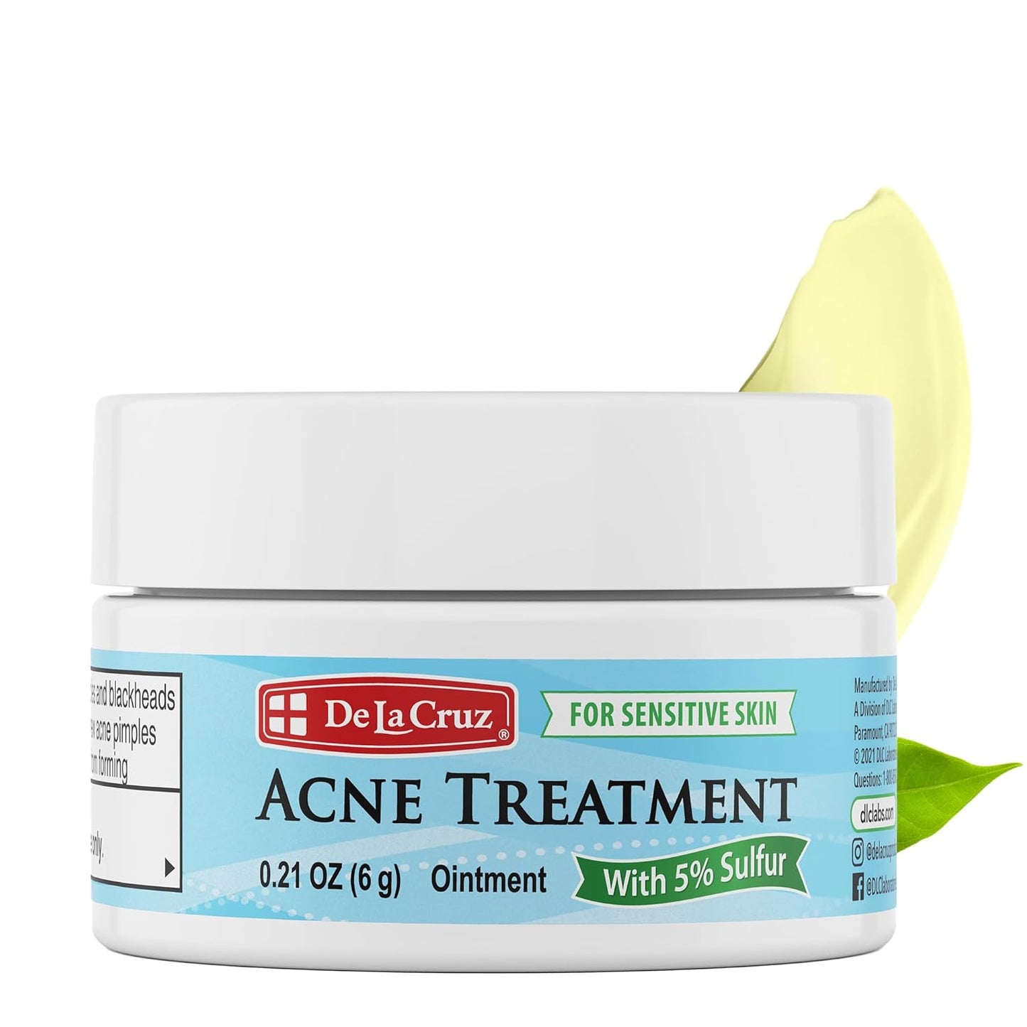 De La Cruz 5% Sulfur Ointment - Cystic Acne Treatment for Face and Body - Daily 10 Min Spot Treatment Mask - Safe and Effective Game Changing Hormonal Acne Treatment that Clears Up Pimples 2.6oz Tube