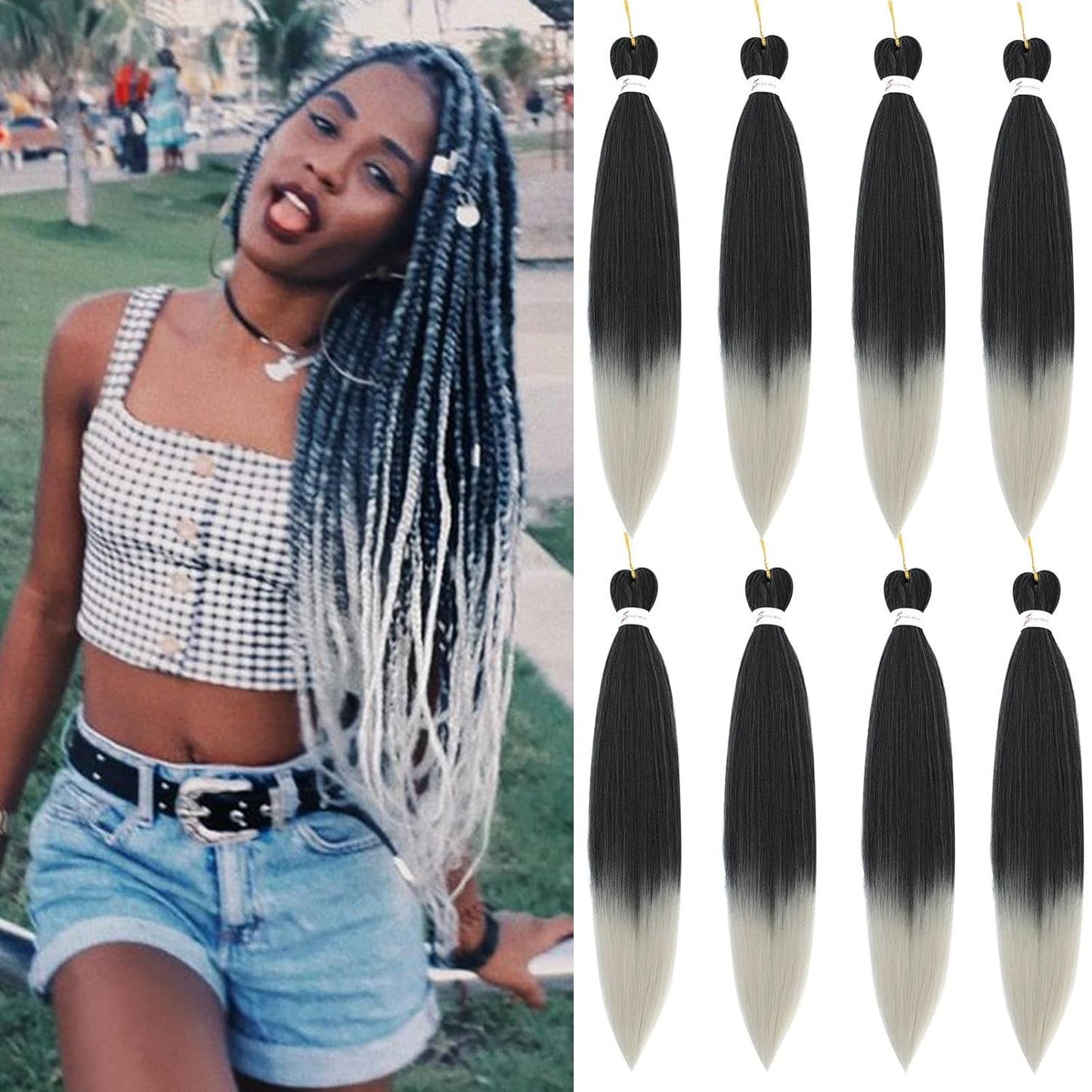 24-Inch Pre-Stretched Braiding Hair - 8 Packs Soft Yaki Texture for Crochet & Twists