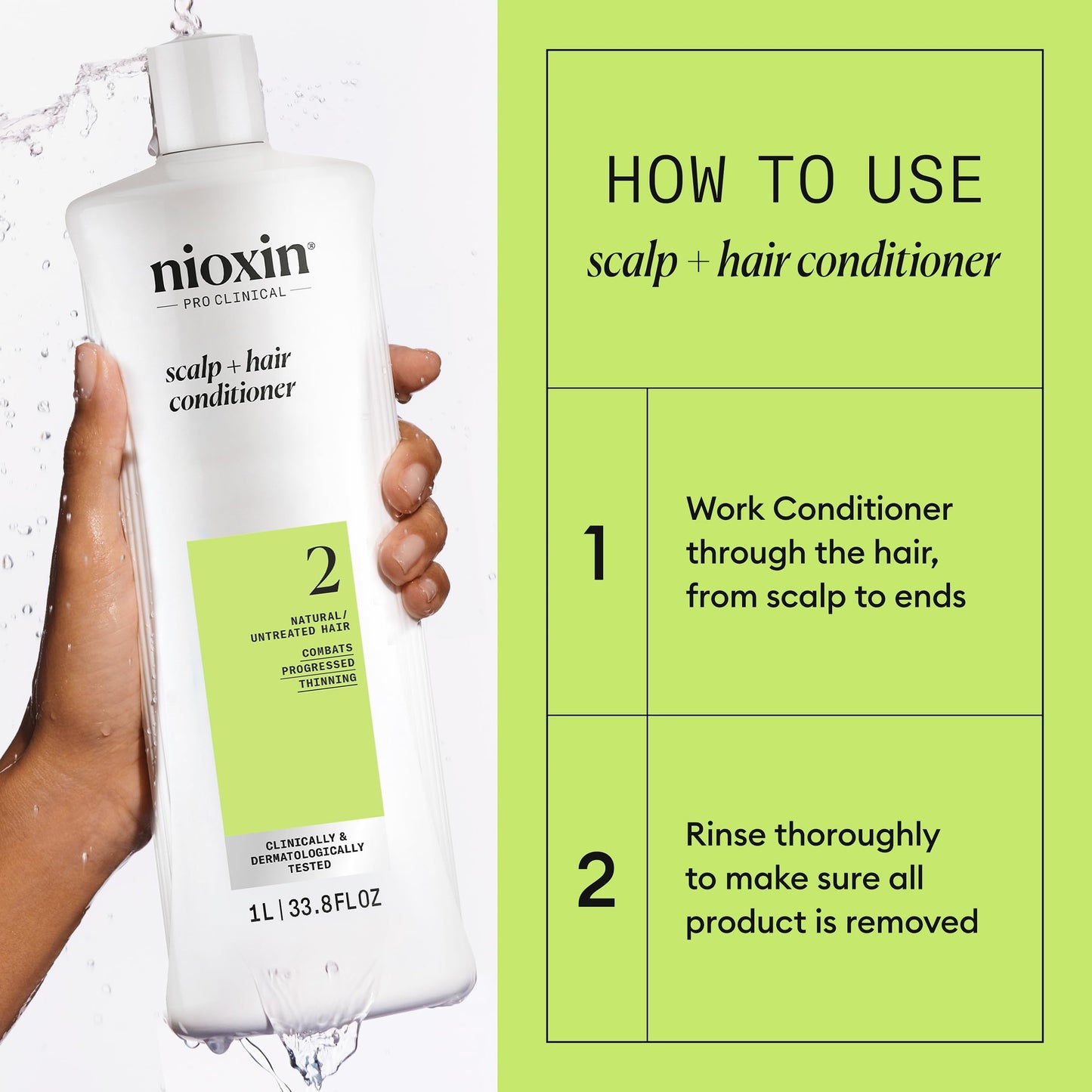 Nioxin Scalp + Hair Thickening System 2 Conditioner| For Natural or Untreated Hair with Progressed Thinning| With Niacinamide and Biotin | 33.8 Fl oz.