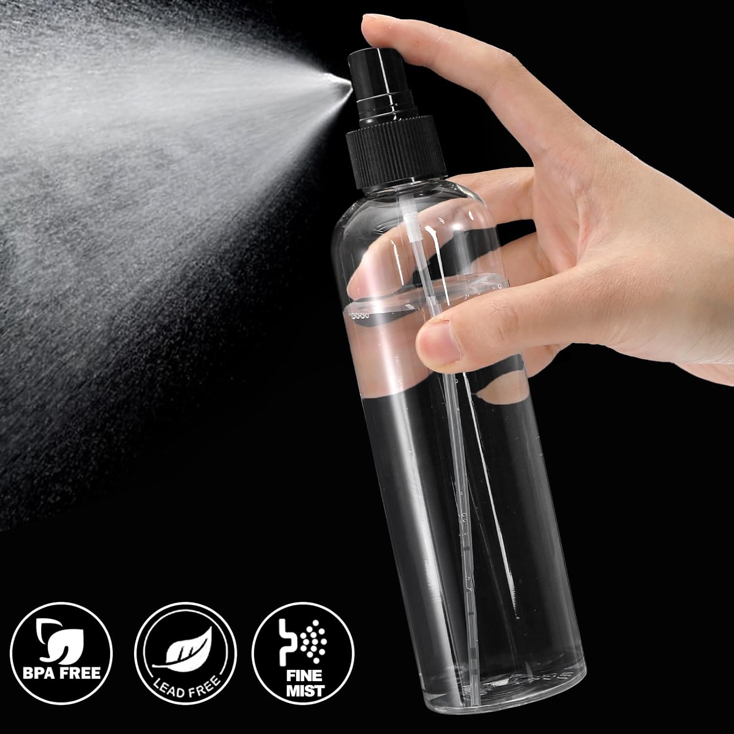 16 Pack 8 oz Clear Plastic Spray Bottles - Fine Mist Sprayers for Essential Oils & Travel