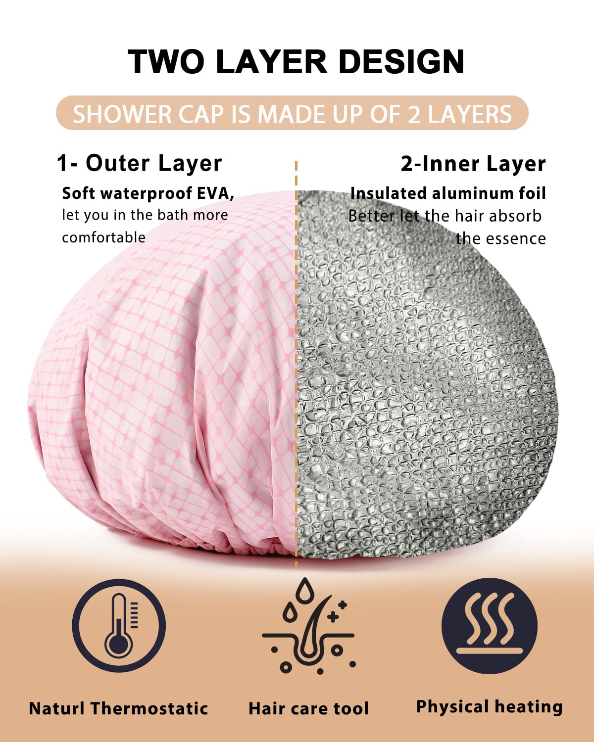 YIZIJIZI 2 Pieces Heat Cap For Deep Conditioning Made Of Aluminum Foil For Home And Salon Use, Hair Dyeing And Hot Oil Treatment Tools (pink)