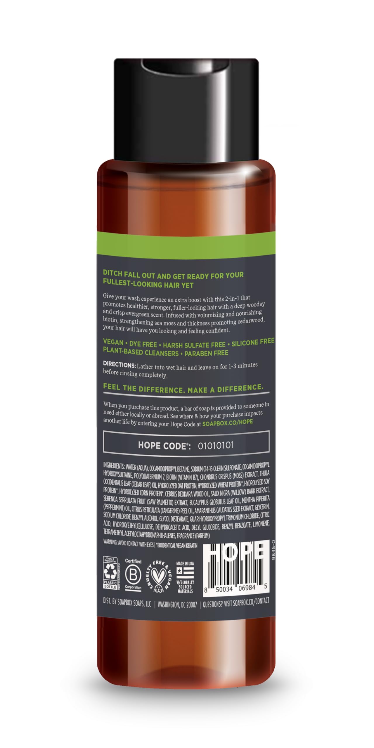 Soapbox Men's Thick and Full 2 in 1 Shampoo and Conditioner Men, Natural Mens Shampoo and Conditioner, Oak & Cedar Leaf, 16oz
