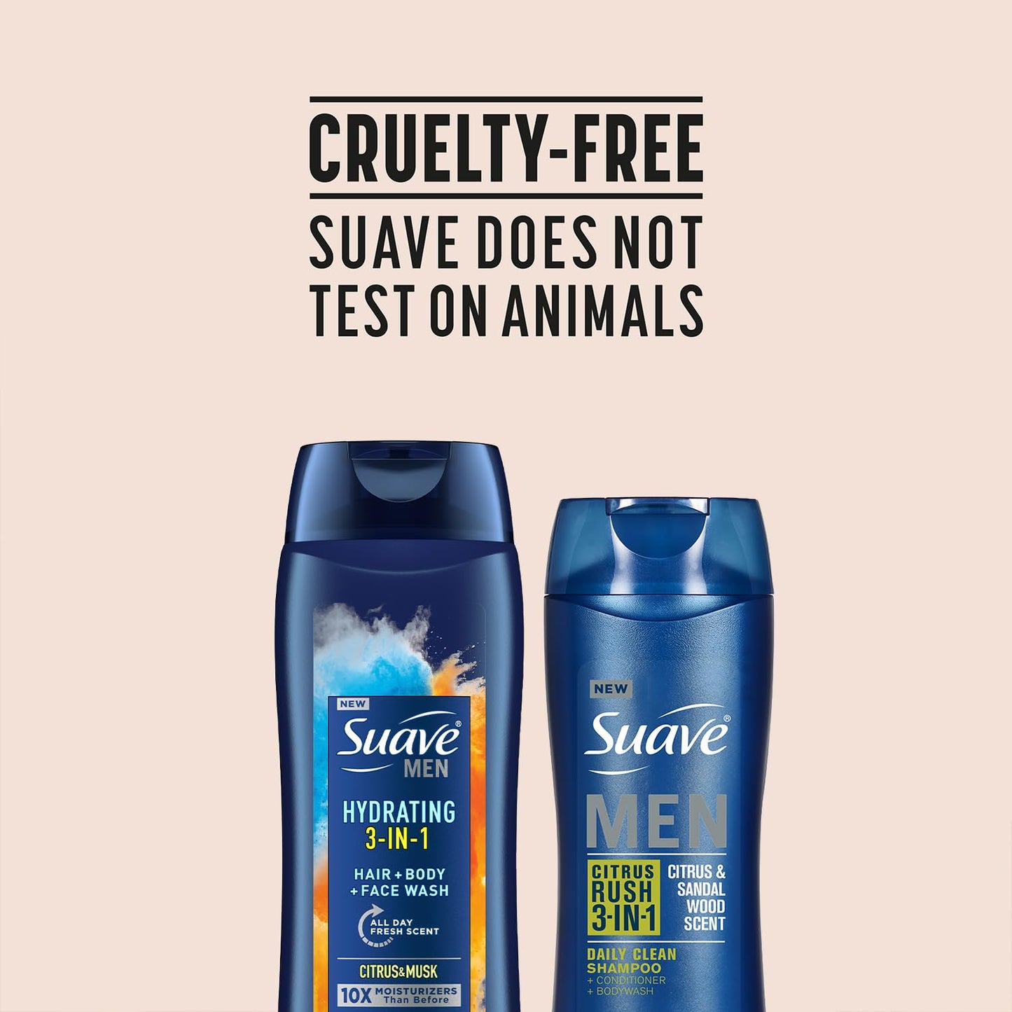 Suave Men 3-in-1 Variety 2-Pack – Hydrating Hair, Body, Face Wash + Citrus Rush Daily Clean Shampoo, Conditioner & Bodywash