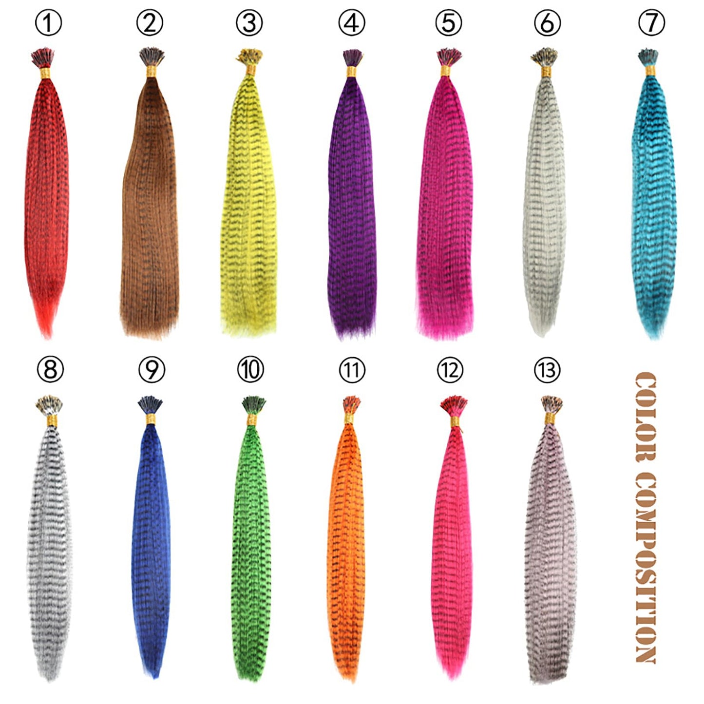 Feather Hair Extensions Kit Feathers for Hair Strand Hair Extensions Clip in Extensions Colorful Hair Strands Hair Extensions for Women 50PCS