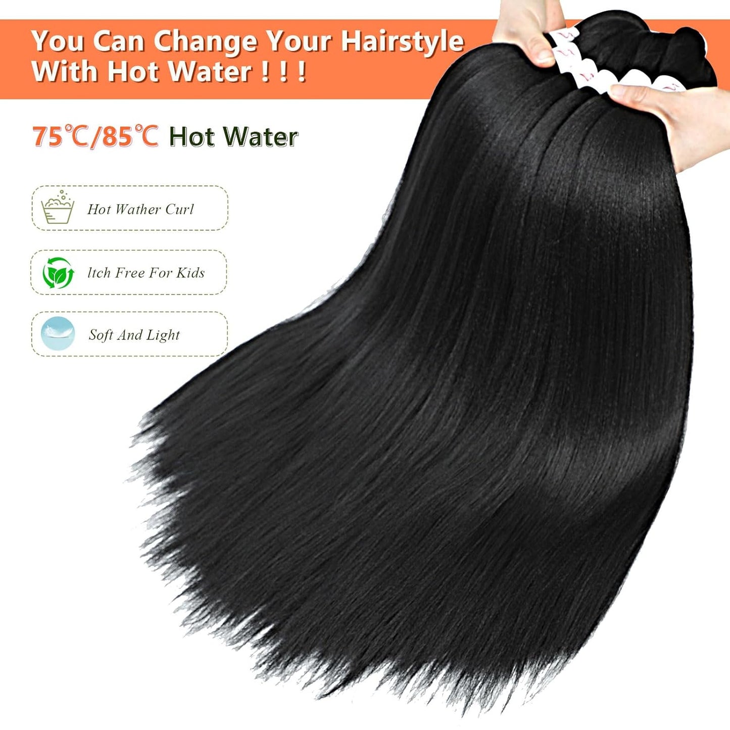 24-Inch Pre-Stretched Braiding Hair - 8 Packs Soft Yaki Texture for Crochet & Twists