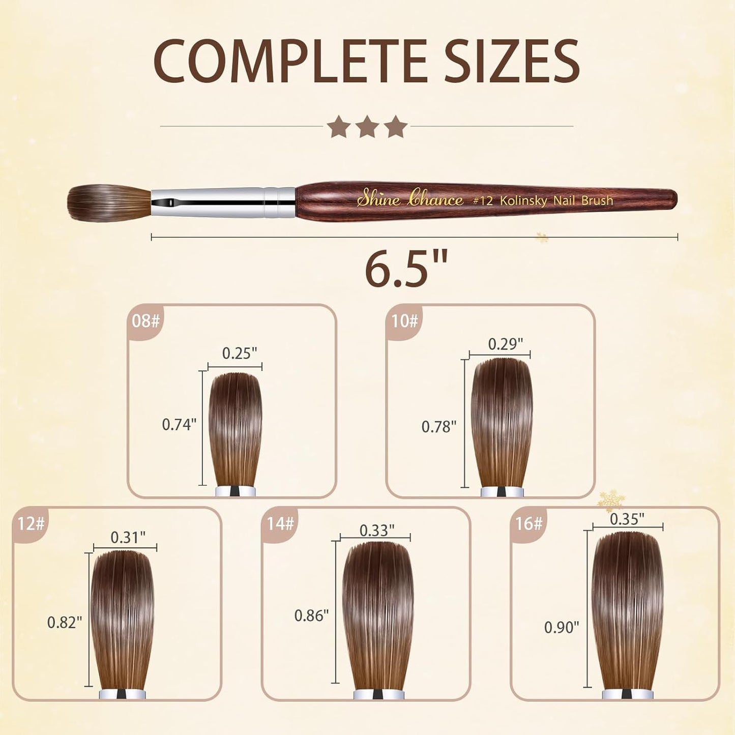 Professional Acrylic Nail Art Brush - Size 16 Kolinsky Hair Oval for DIY Salon