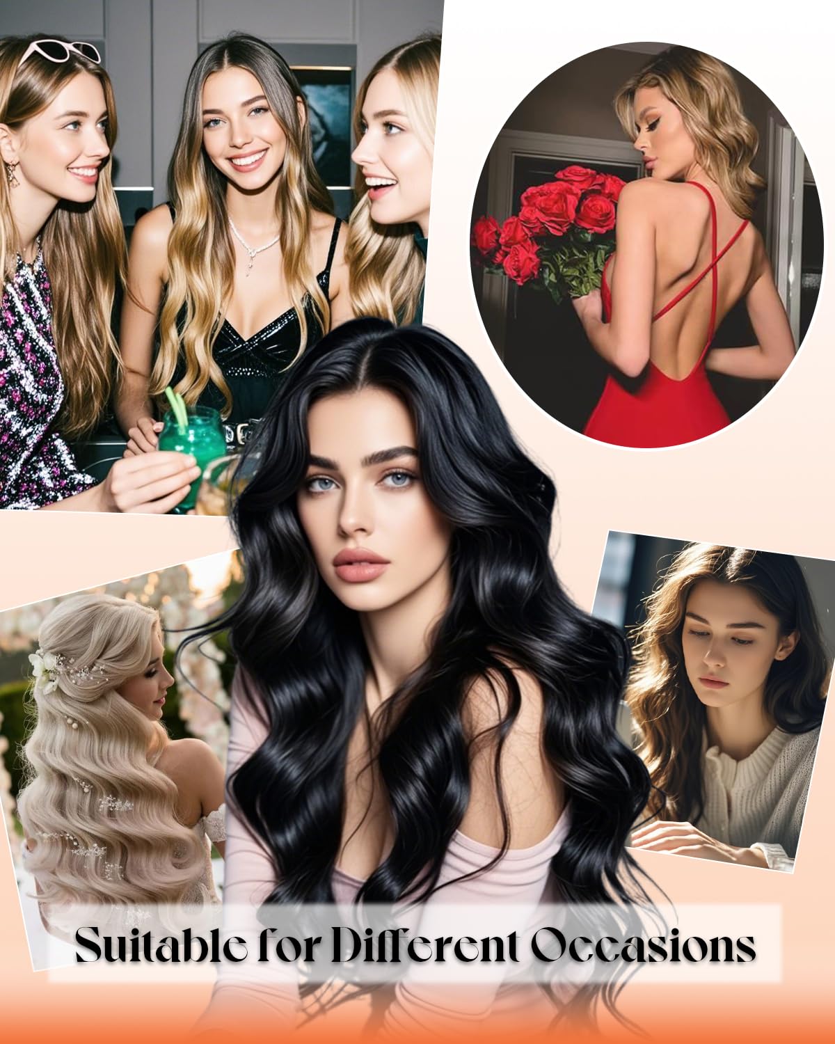 Sunny Hair 22 inch Sew in Hair Extensions Real Human Hair Jet Black Sew in Hair Extensions Long Hair Black Real Human Hair Extensions Weft Black Human Hair Weft Extensions for Women 100g