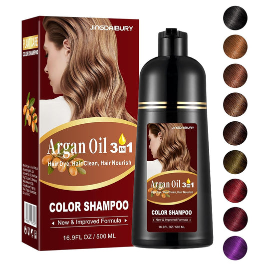 Black Argan Oil Hair Dye Shampoo - 16.9 Fl Oz, 3-in-1 Semi-Permanent Color