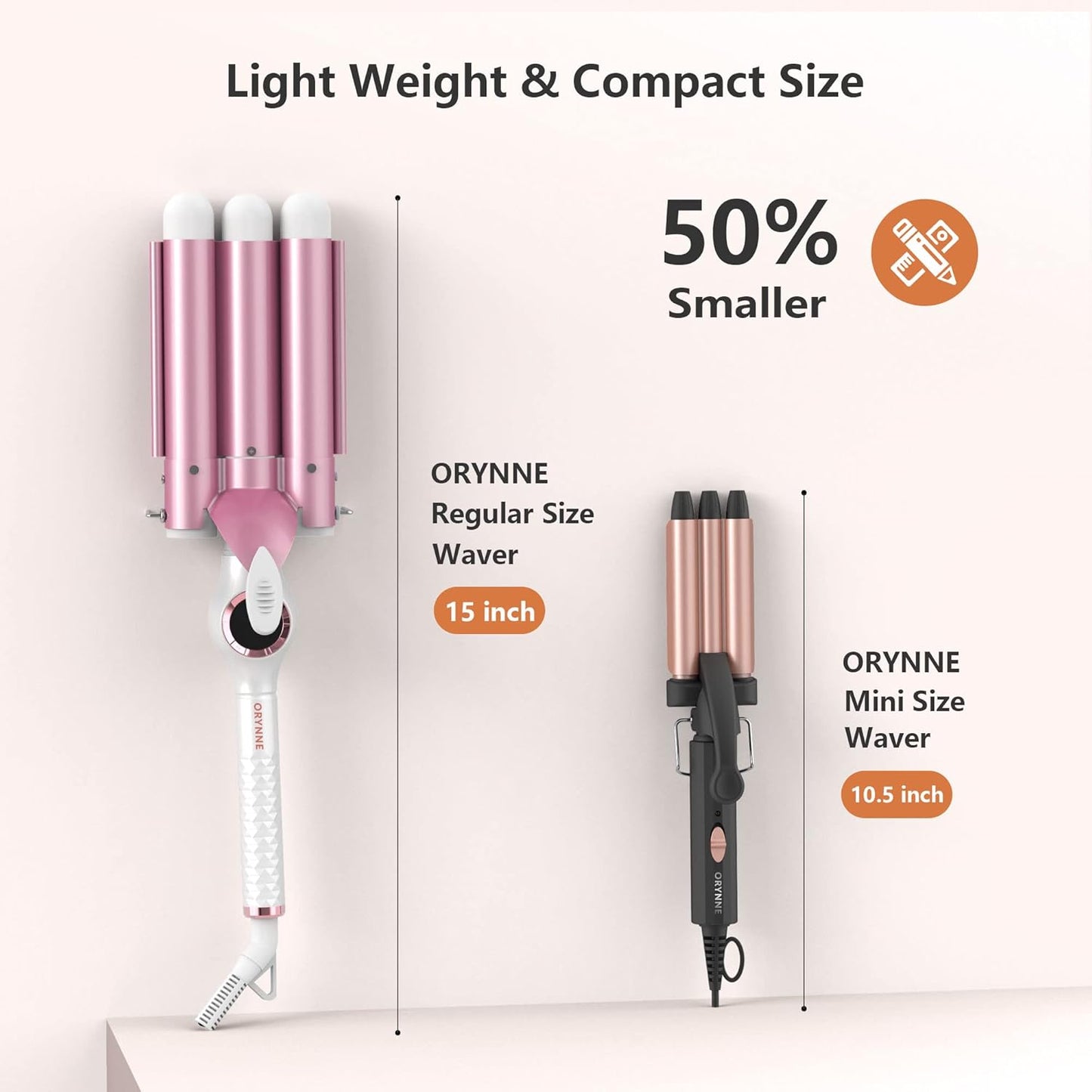 1/2 Inch Mini Crimper Hair Tool for Short Hair - 3 Barrel Curling Iron for Beach Waves