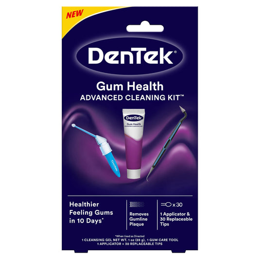 DenTek Gum Health Advanced Cleaning Kit, Oral Care Hygiene Kit, Gum Cleansing Gel, Gum Massager, and Plaque Scraper Dental Tools