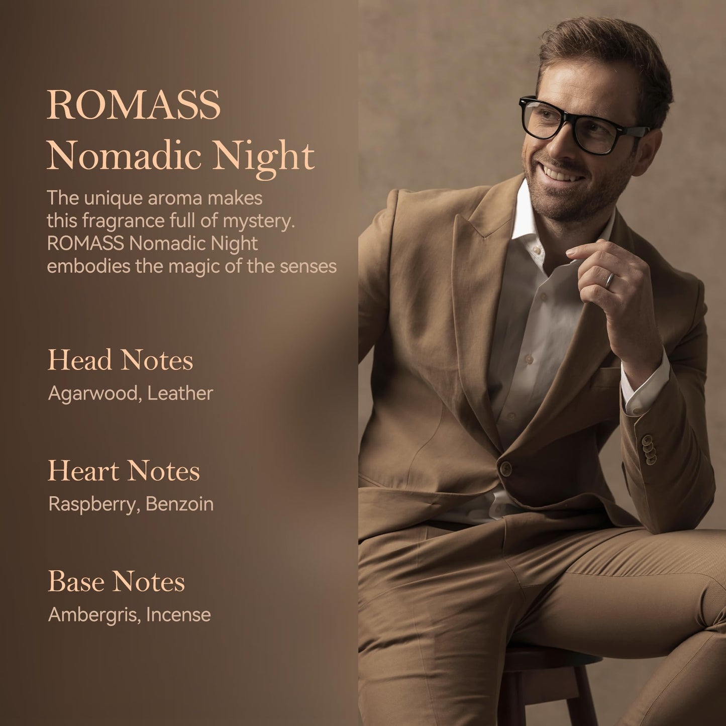 ROMASS Nomadic Night EDP Eau de Parfum for Men and Women - The woody fragrance of tree Fragrance - 3.4oz/100ml Travel Gift Perfume