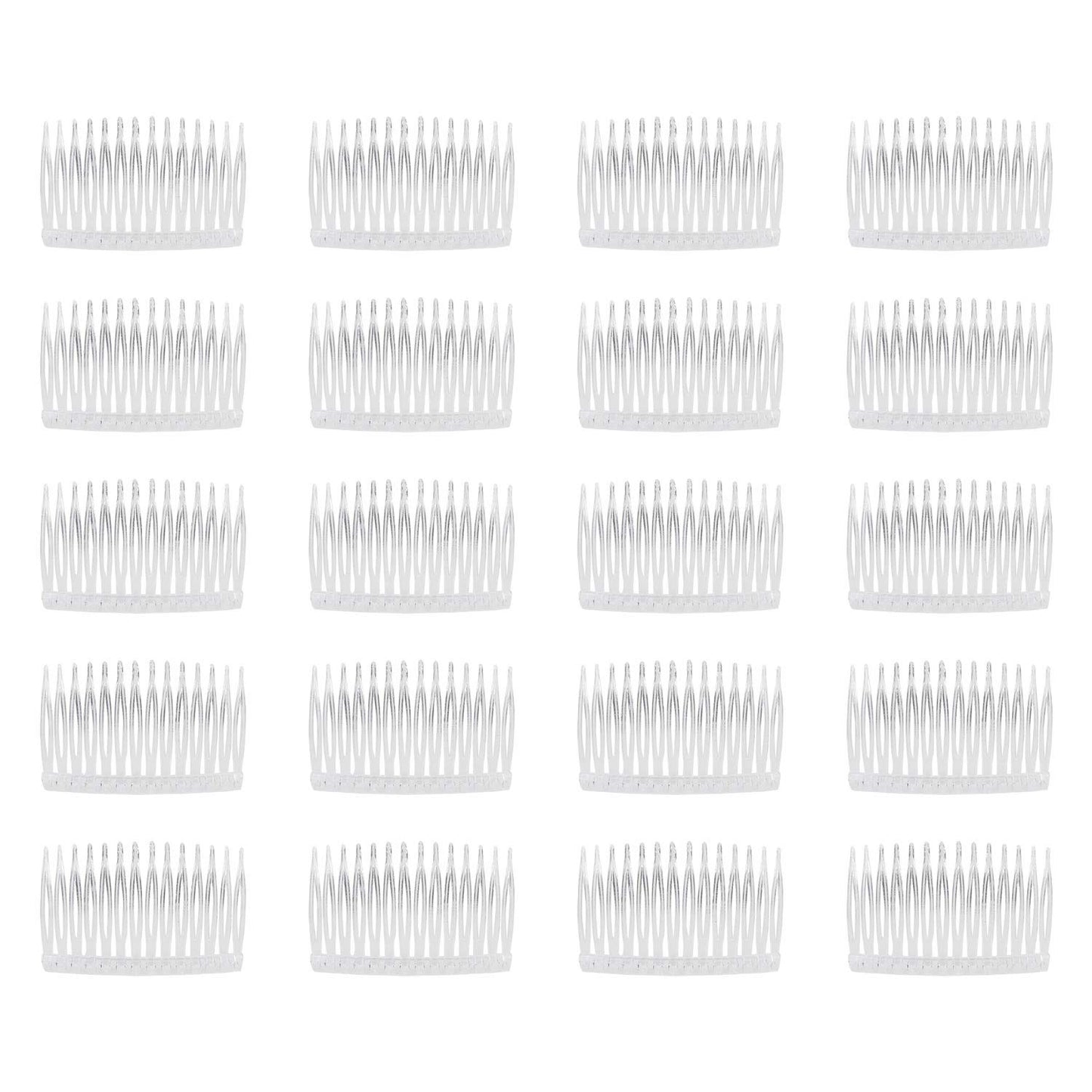 Lawie 20 Pack Clear Small Plastic Hair Side Comb With Long Teeth Thin Fine Gray Hair Pins White Mini Barrettes for Women Bridal Wedding Veil Decorative DIY Craft Headpiece French Twist Bun Accessories