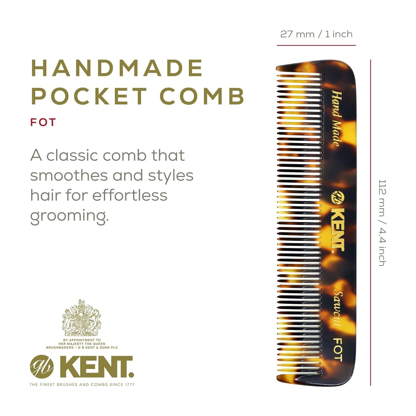 Kent Set Men's Hair Combs - 81T X-Small & 20T Folding Fine Tooth Grooming Kit for Hair, Beard & Mustache - Handmade in England