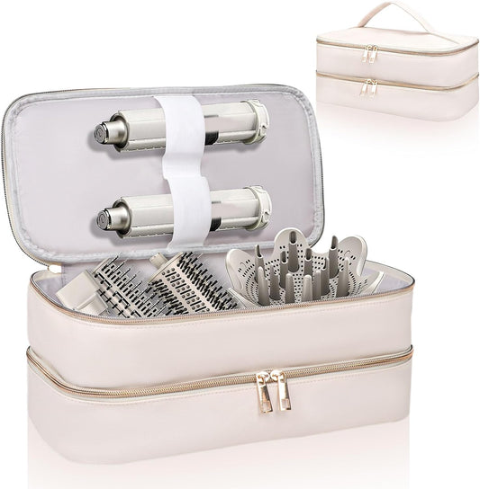 Shark Flex Style Travel Case - Double Layer Waterproof Organizer for Hair Dryer Attachments (Dianthus White)