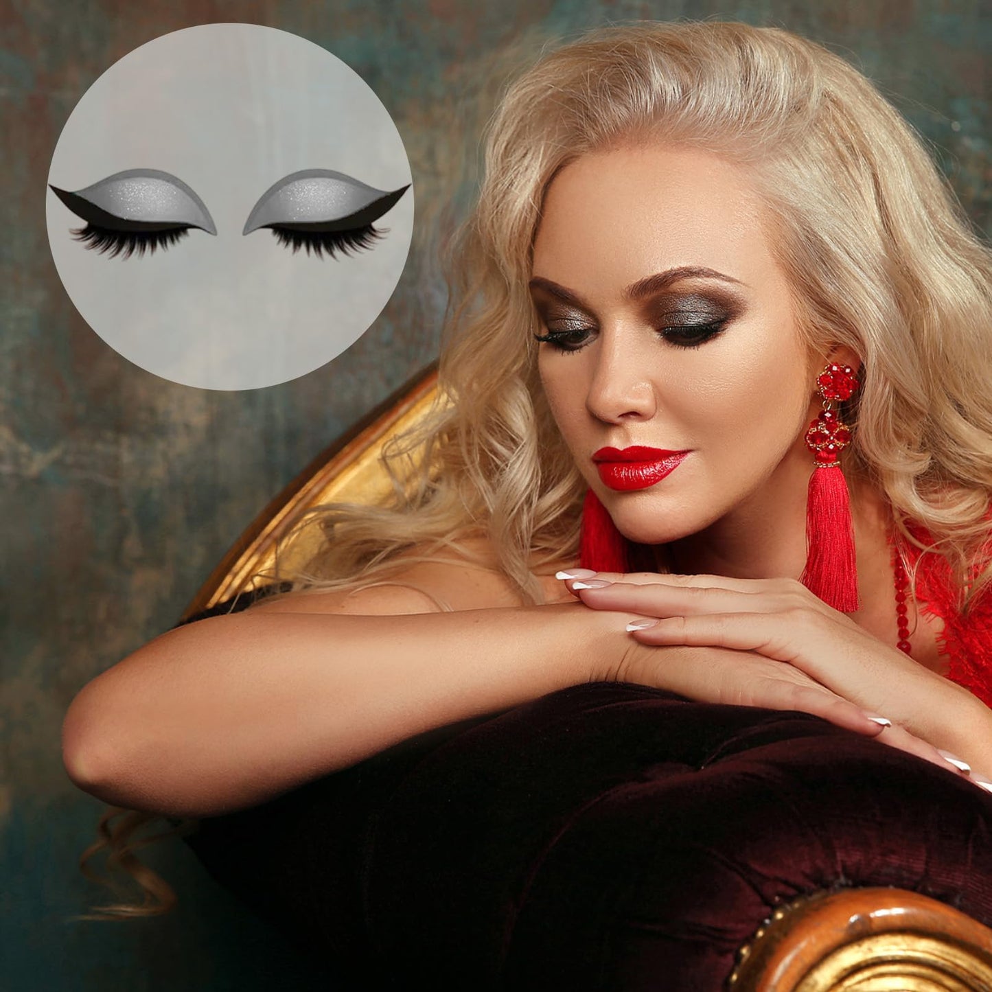 Lazy Eye Shadow Eyelash Patch,2-In-1 Reusable Eye Makeup Stickers With False Lashes & Eyeshadow - Easy Lazy Eye Shadow Eyelash Patch For All Eye Shapes (Gold)