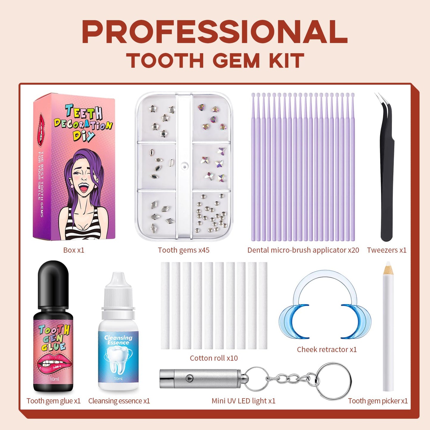 Nelikoo DIY Teeth Crystals Jewelry Kit - Fashionable Tooth Gems for Teeth