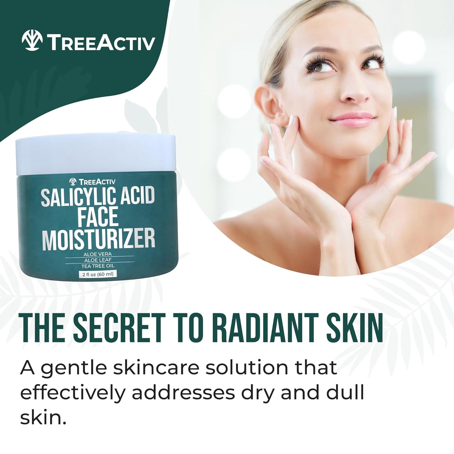 TreeActiv Acne Face Cream - Natural Extra Strength Treatment for Clear Skin | Fast-Acting, Gentle for All Skin Types | 2 fl oz